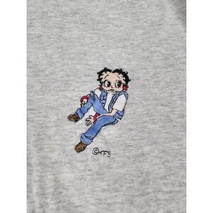 VINTAGE Betty Boop Shirt L Large Adult Gray‎ Embroidered Single Stitch Womens
